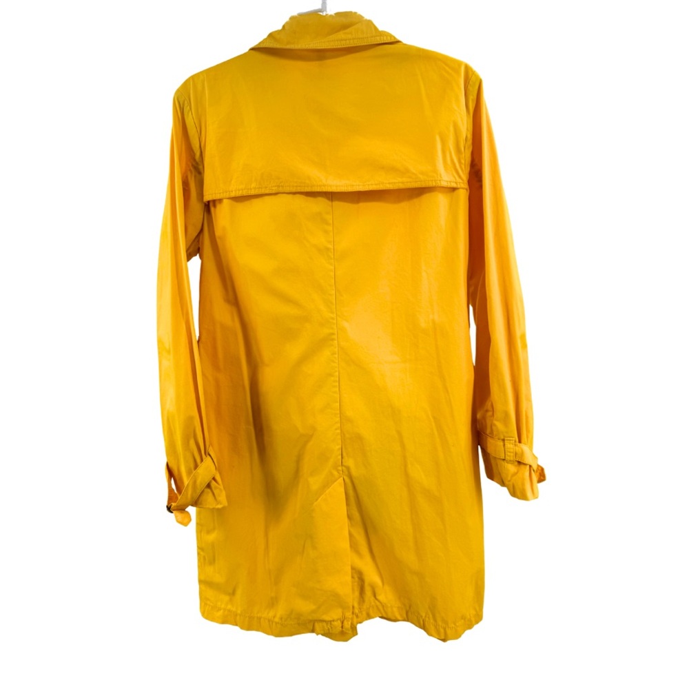 GAP Women's Bright Yellow cotton lightweight peacoat Raincoat L double breast - Picture 2 of 12